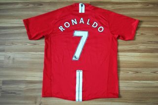 Size M Manchester United 2007 - 2008 Home Football Shirt Jersey Nike 7 Ronaldo