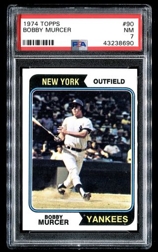1974 Topps 90 Bobby Murcer York Yankees Psa 7 Nr -