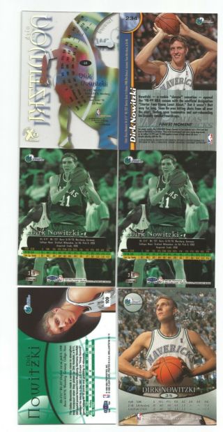 (6) Dirk Nowitzki 1998 - 99 rookies E - X Flair Row 2 & 3 Finest Fleer Brilliants 2