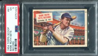 1954 Topps Scoop 41 Babe Ruth Psa 5 Ex York Yankees Tough