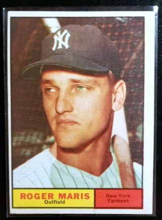 1961 Topps Baseball Card 2 Roger Maris York Yankees Crease
