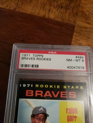 1971 Topps 494 Ralph Garr / Rick Kester - Braves Rookies PSA 8 - NM/MT 3