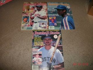 3 - - - Baseball Cards Magazines - 1988 June,  1989 May,  1989 Aug,  Cards Inside