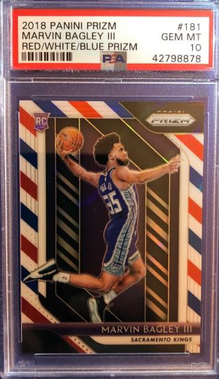Marvin Bagley 2018 - 19 Panini Prizm Rc Rookie Red White Blue Psa 10 Gem