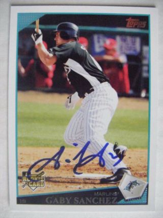 Gaby Sanchez Signed Marlins 2009 Topps Update Baseball Card Pirates Auto Uh278