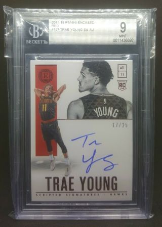 2018 - 19 Trae Young Encased Rc Auto /25 Bgs 9/10