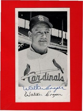 Walker Cooper - St Louis Cardinals Autographed Team Issued Postcard - (d.  1991)