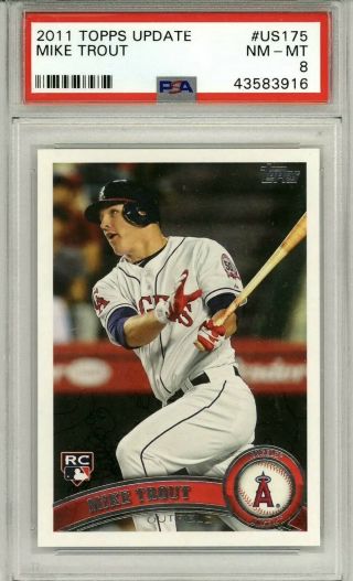 Mike Trout 2011 Topps Update Rookie Card Rc Us175 Psa 8 Los Angeles Angels Mvp