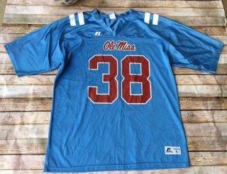 Russell Athletic Ole Miss Men’s Blue Nylon Jersey 38 Size L Large