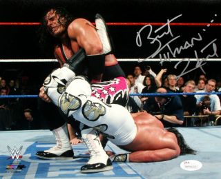 Bret Hart Signed Wwe 8x10 Wrestlemania Xii Vs Shawn Michaels Photo Jsa Itp