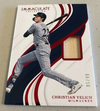2019 Panini Immaculate Christian Yelich Game Bat Relic Card 05/99 Brewers