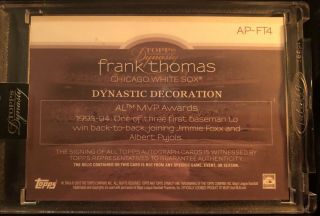2018 Topps Dynasty Frank Thomas Patch Auto 3/10 2