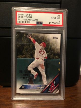 2016 Topps All - Star Game Mike Trout Angels Baseball Card 1 Psa 10 Gem