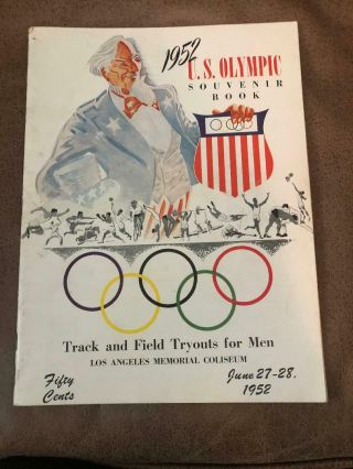1952 U.  S.  Olympic Souvenir Book Track And Field Tryouts Los Angeles Coliseum