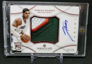 2012 - 13 Immaculate Red Tobias Harris Rpa Rc Rookie Patch Auto /25 76ers Sixers