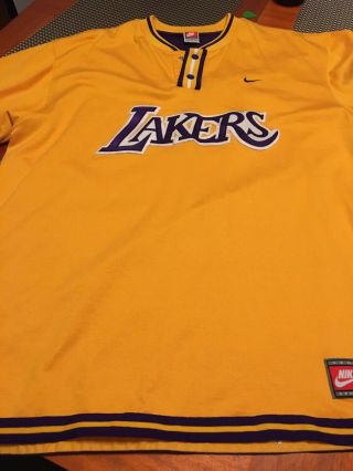 Vintage Nike Authentics Los Angeles Lakers Warm Up Shooting Shirt Jersey Sz Xl