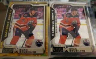 18 - 19 Opc Platinum Evan Bouchard Seismic Gold /50 And Marquee Rookie