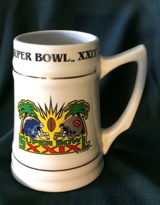 Bowl Xxix 29 Beer Stein 1995 San Diego Chargers Vs San Francisco 49ers Mug