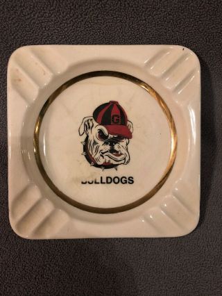 Vth Georgia University Uga Bulldog Football Mascot Ashtray Lewis Bros Ceramics