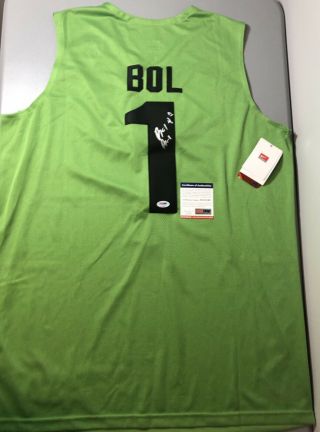 Bol Bol Signed U.  Of Oregon Nike Jersey Psa/dna Cert Nuggets Rc Newwith Tags