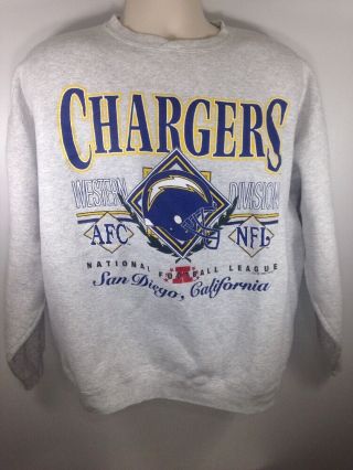Vtg Vintage 1995 Galt Sand Nfl San Diego Chargers Grey Crewneck Sweater Xl