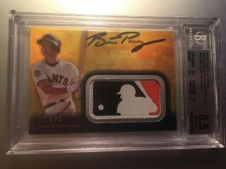 2018 Topps Dynasty Buster Posey Mlb Logo Man Patch Autograph True One Of One 1/1