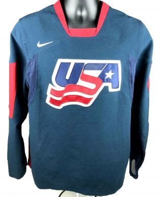 Nike Men’s Sz Small Team Usa Hockey Jersey Red White Blue Olympics Sewn Iihf