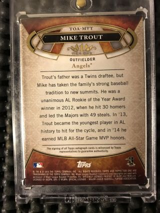 2015 Topps Tier One Mike Trout Angels Bronze Ink AUTO /25 3
