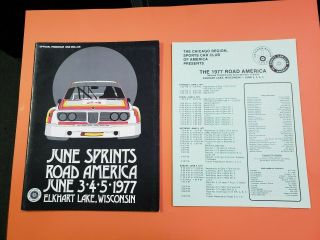 1977 Road America June Sprints Race Program Elkhart Lake Bmw Csl Group 44