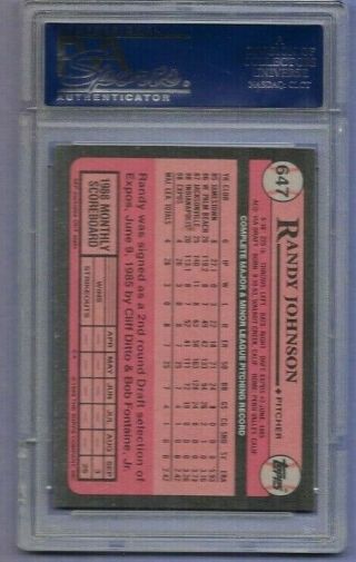 1989 Topps Randy Johnson 647 RC Rookie PSA 9 2