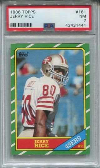 1986 Jerry Rice Topps Rookie Card Rc 161 San Francisco 49ers Psa 7 Nm 43431441