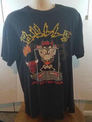 Vintage 90s Chicago Bulls Tazmanian Devil T - Shirt Xl Looney Tune Bad To The Bone