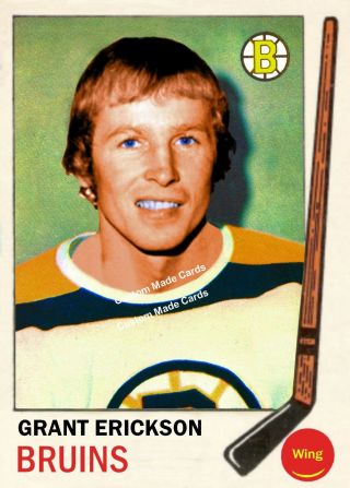 Custom Made Topps 1969 - 70 Boston Bruins Grant Erickson Hockey Card