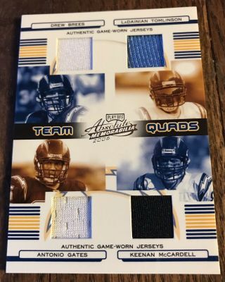 06 Absolute Memorabilia Brees Tomlinson Gates Mccardell Jersey 24/50 Chargers
