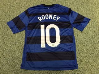 2011 2012 Manchester United Wayne Rooney Jersey L Large Nike Away Kit Shirt Blue