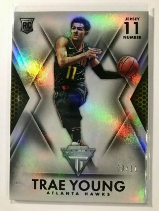 2018 - 19 Panini Chronicles Titanium Jersey Number Rookie : Trae Young Rc 09/11