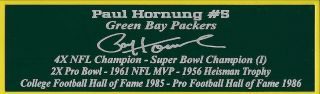 Paul Hornung Autograph Nameplate Green Bay Packers Football Helmet Jersey