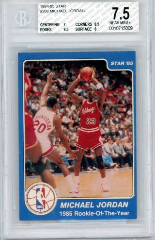 1984 - 85 Star Michael Jordan Rookie 288 Bgs 7.  5 Rookie Of The Year High Subs
