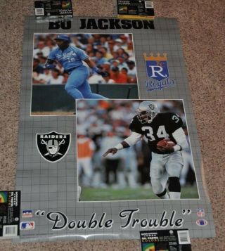 Nos Bo Jackson Poster Double Trouble From Starline.  1989 Baseball Football