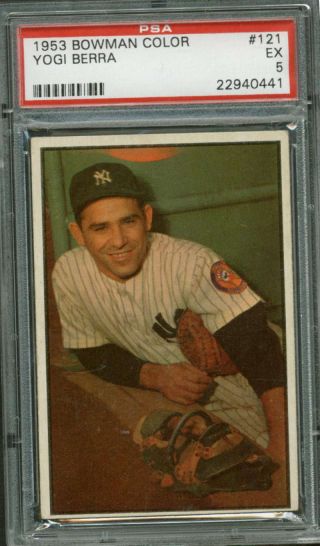 Yankees 1953 Bowman Color Yogi Berra 121 Psa Graded Ex 5