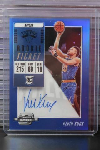 2018 - 19 Contenders Optic Kevin Knox Blue Rookie Auto Autograph 97/99 Knicks Pd