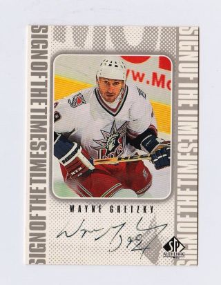 Wayne Gretzky Autographed 1999 Sp Authentic Sign Of The Times Upper Deck Card Wg