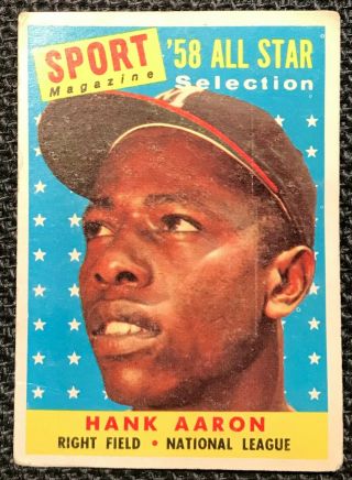 1958 Topps Hank Aaron A.  S.  488.  All Star Gd.  Milwaukee Braves Baseball Card