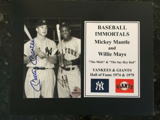 Mickey Mantle & Willie Mays Autographed 4x6 Photo On A 8x10 Matte Finish W/coa