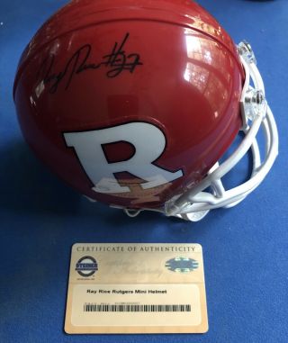 Ray Rice Autographed Signed Rutgers Scarlet Knights Mini Helmet Steiner