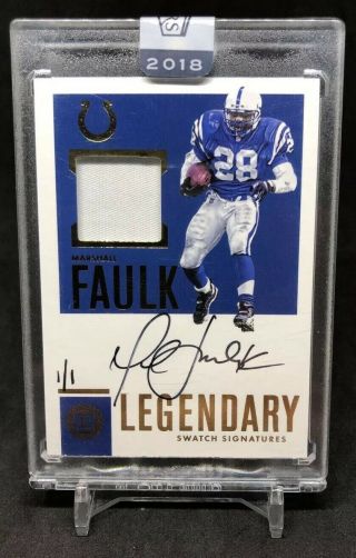 2018 Panini Honors Marshall Faulk 2016 Encased Game Patch On Card Auto 1/1