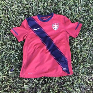 Nike Mens Usmnt Usa Soccer Jersey Medium Blue White Red Dri Fit Short Sleeve
