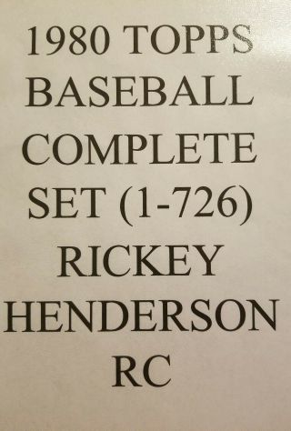 1980 Topps Complete Baseball Set Binder (726) 3 Graded Ryan Brett,  Schmidt Bv$139