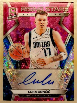 2018 - 19 Spectra Luka Doncic Rookie Rising Star Neon Pink Prizm Auto 22/25 Rc