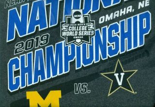 2019 College World Series Cws Michigan Vs.  Vanderbilt Gray Xl T Shirt